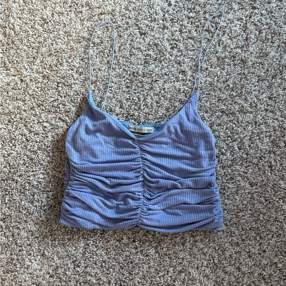 urban outfitters sky blue marcie ruched tank top